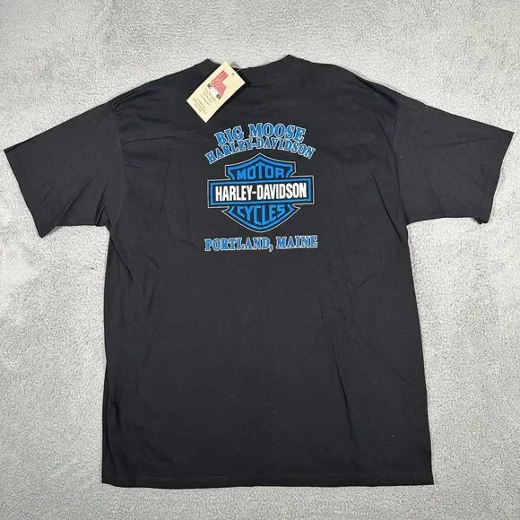 Harley Davidson Shirt Mens 2XL Black Eagle Dragon Motorcycle Big Moose Maine New - Picture 6 of 7